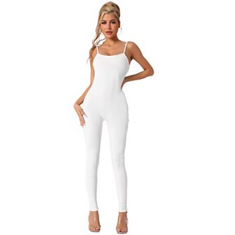 Women's No Show Jumpsuit Bodysuit Bodycon One Piece Spaghetti Strap Leggings Rompers
