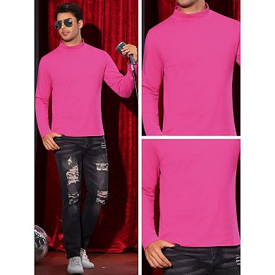 Turtleneck T-Shirt for Men's Mock Neck Long Sleeves Basic Pullover Tee Shirts