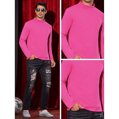 Turtleneck T-Shirt for Men's Mock Neck Long Sleeves Basic Pullover Tee Shirts