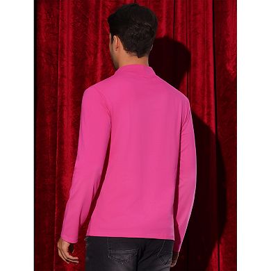 Turtleneck T-Shirt for Men's Mock Neck Long Sleeves Basic Pullover Tee Shirts