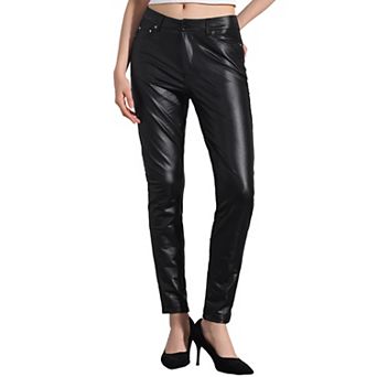 Faux Leather Pants for Women's High Waist Stretch Slim Fit Motorcycle Legging Pants