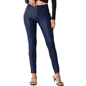 Faux Leather Pants for Women's High Waist Stretch Slim Fit Motorcycle Legging Pants