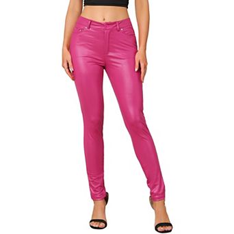 Faux Leather Pants for Women's High Waist Stretch Slim Fit Motorcycle Legging Pants