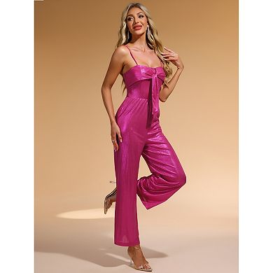 Glitter V Neck Jumpsuit for Women's Spaghetti Strap Cami Romper Jumpsuits Party Clubwear Bodysuit