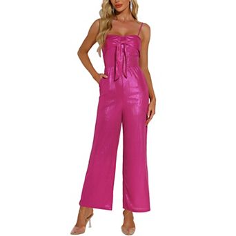Glitter V Neck Jumpsuit for Women's Spaghetti Strap Cami Romper Jumpsuits Party Clubwear Bodysuit