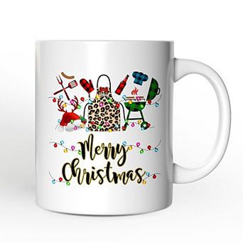 BBQ Buffalo Plaid Christmas Mug, Barbecue Gift