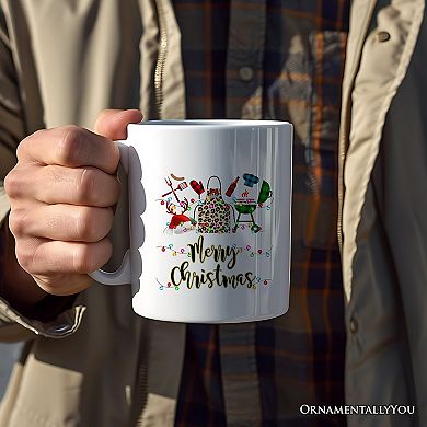 BBQ Buffalo Plaid Christmas Mug, Barbecue Gift