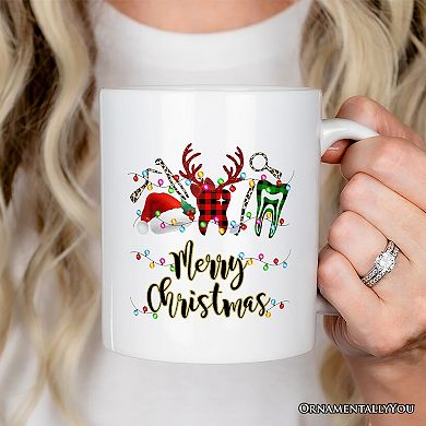Dentist Buffalo Plaid Christmas Mug , Dental Gift