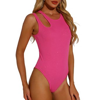 Bodysuit Tank Tops for Women's Slim Fit Gilding Shiny Ribbed Body Suits