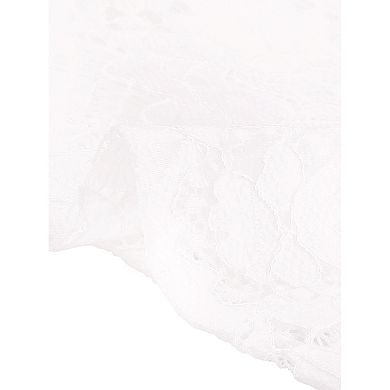 Lace Tops for Women's Square Neck Long Sleeve Stretch Elegant Casual Peplum Blouse Top