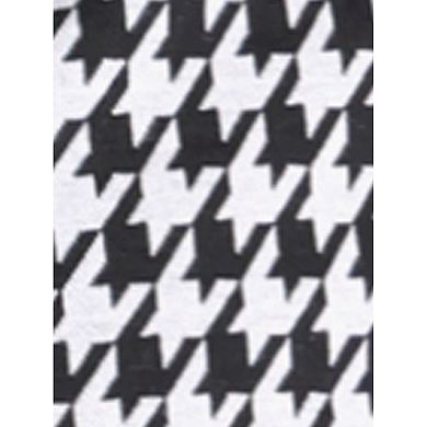 Houndstooth Print Blouse for Women's Mock Neck Long Sleeve Elegant Blouse Tops