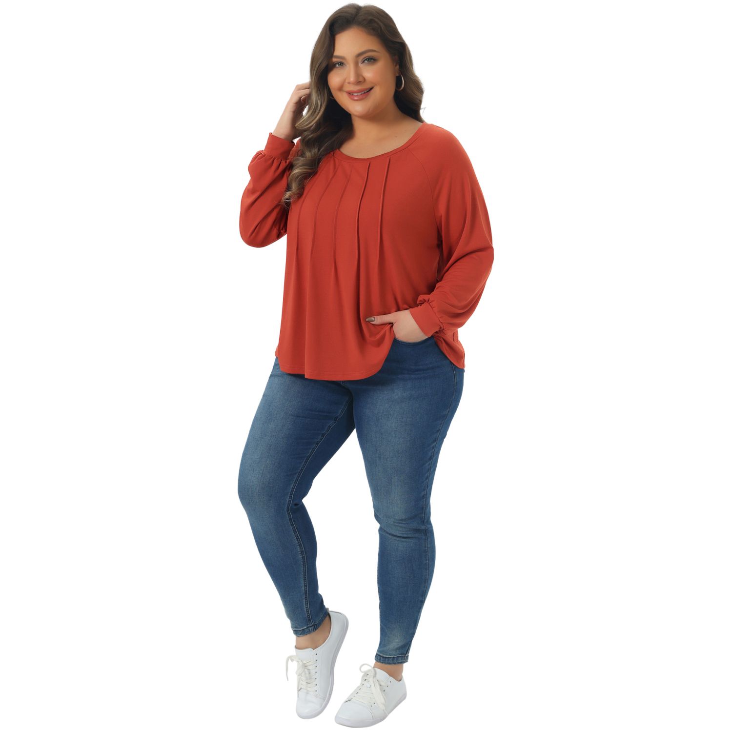 thumbnail image 2 of Womens Long Sleeve Tops Womens 3/4 Sleeve Tops Dressy Casual Square Neck Shirts Loose Tunic Blouses Lace Top 2 of 9
