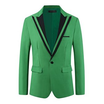 Formal Sport Coats for Men's Business Color Block Peak Lapel Prom Blazers