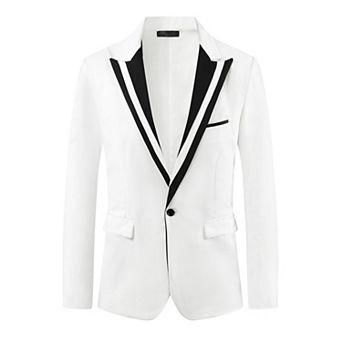 Formal Sport Coats for Men's Business Color Block Peak Lapel Prom Blazers