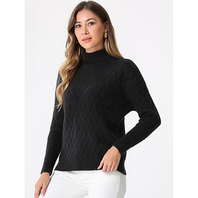 High Neck Sweater for Women's Long Sleeve Ribbed Stretch Winter Pullover Outwear
