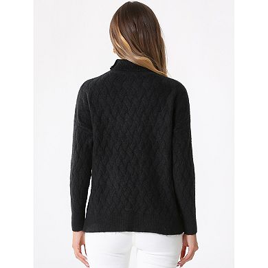High Neck Sweater for Women's Long Sleeve Ribbed Stretch Winter Pullover Outwear