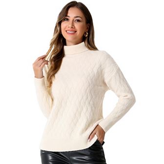 High Neck Sweater for Women's Long Sleeve Ribbed Stretch Winter Pullover Outwear