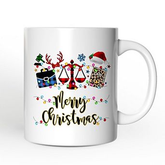 Law and Legal Theme Buffalo Plaid Christmas Mug, Lawyer and Paralegal Clerk Gift
