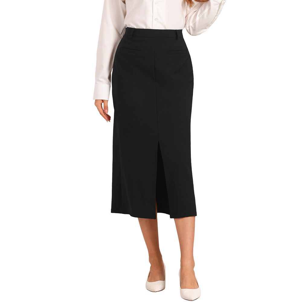 Pencil Skirt for Women's High Waist Work Office Slit Maxi Skirts