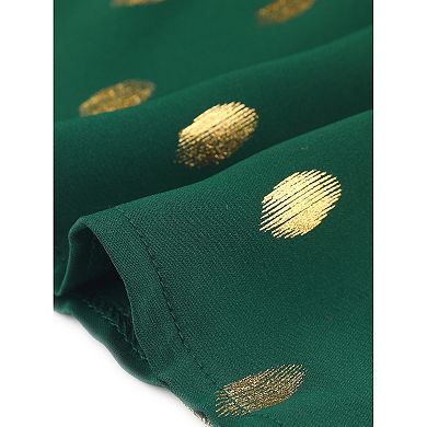 Plus Size Women's Metallic Shiny Dots Shirt V Neck Long Sleeve Blouse Gilding Sparkly Tops