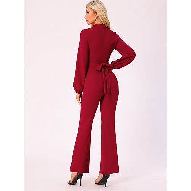 Dressy Jumpsuits for Women's Long Sleeve High Waist Elegant Party Bell Bottom Pants Jumpsuit
