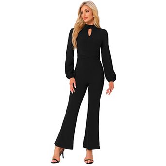 Dressy Jumpsuits for Women's Long Sleeve High Waist Elegant Party Bell Bottom Pants Jumpsuit