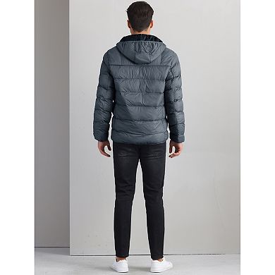 Outdoor Coat for Men's Winter Puffer Down Packable Full-Zip Padding Detachable Padded Hood Jacket