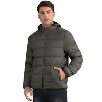 Outdoor Coat for Men's Winter Puffer Down Packable Full-Zip Padding Detachable Padded Hood Jacket
