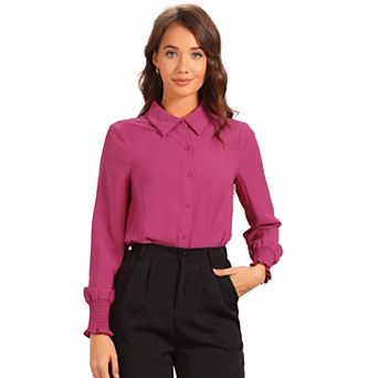 Long Sleeves Leotard Shirt for Women's Collared Business Dressy Bodysuit Top