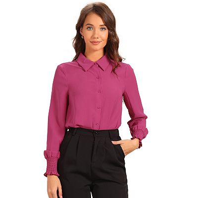 Long Sleeves Leotard Shirt for Women's Collared Business Dressy Bodysuit Top