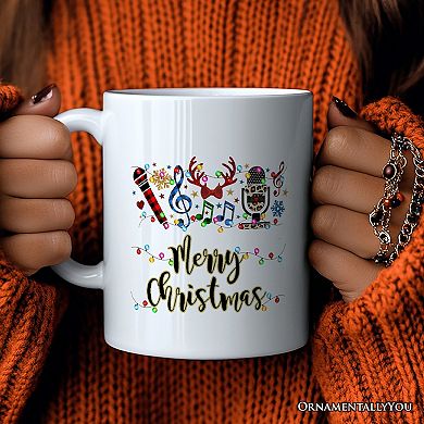 Singers Buffalo Plaid Christmas Mug, Microphone Gift