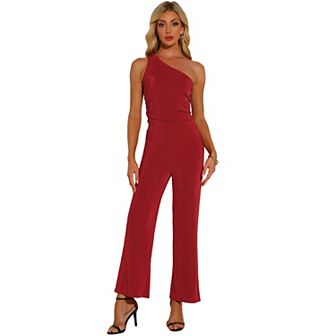 Two Piece Outfits for Women's Casual One Shoulder Sleeveless Crop Top Wide Leg Pants Sweatsuits