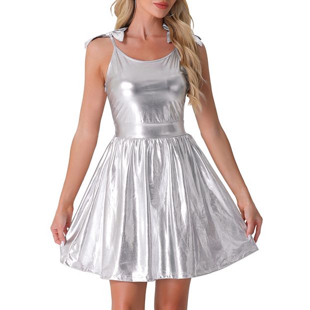 metallic a line dress Cocomelody A-Line Maxi Ruffle Prom Dress Metallic Formal Dress CS0656, Maroon main image 0