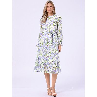 white christmas dresses Women Sexy Off Elastic Waist Floral Boho Chiffon Dress – Come4Buy eShop main image 1