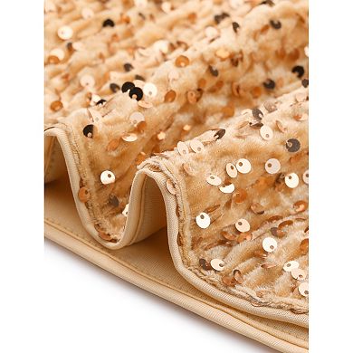 Sparkle Sequin Velvet Tops for Women's Cut Out Half Sleeve Party Club Blouse