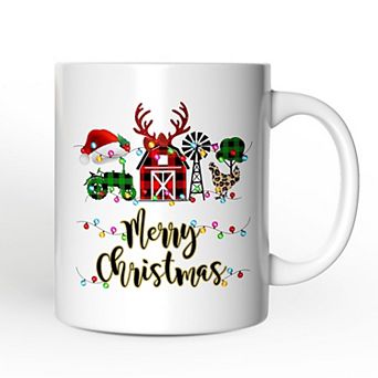 Farm Buffalo Plaid Christmas Mug, Farmhouse Gift