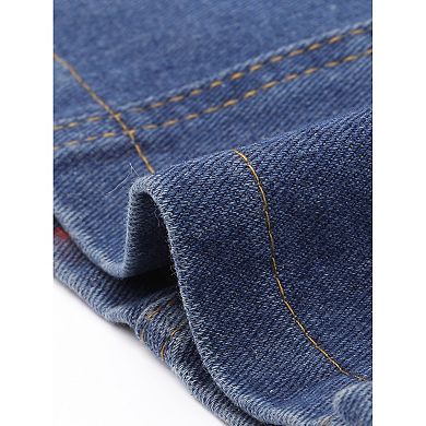 Women's Denim Jackets Casaul Office Washed Jean Notched Lapel Blazer