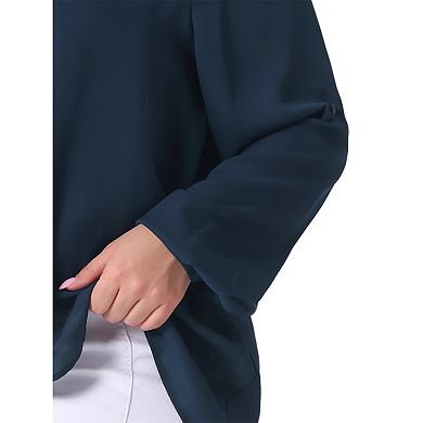 Plus Size Blouses for Women Long Sleeve V Neck Irregular Hem Layer Casual Tunics Tops Tee Shirts