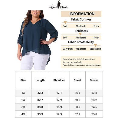 Plus Size Blouses for Women Long Sleeve V Neck Irregular Hem Layer Casual Tunics Tops Tee Shirts