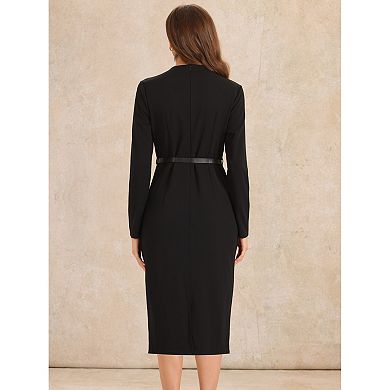 Work Sheath Dress for Women's Stand Collar Bodycon Career Dresses