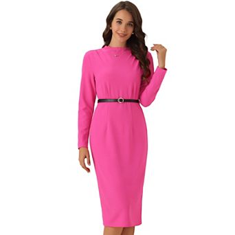 Work Sheath Dress for Women's Stand Collar Bodycon Career Dresses