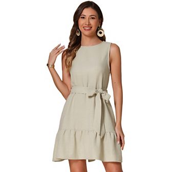 Summer Belted Tank Dress for Women's Casual Sleeveless Mini Swing Sundress