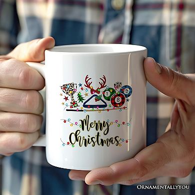 Billiards Buffalo Plaid Christmas Mug, Pool Balls Snooker Gift