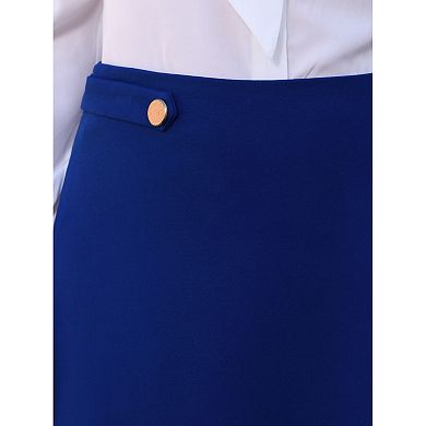 Women's Solid Flare Skirt High Waist Casual Work A-Line Midi Skirts