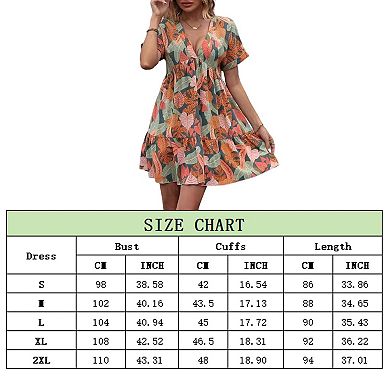Women's Short sleeve Solid Dress V-Neck Loose Pleated Simple Midi Dresses