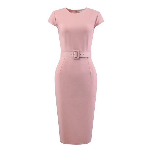 strapless open back dress Retro Stage Cocktail Satin Solid Pencil Dress Rose Red main image 1