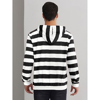 Striped Sweatshirt for Men's Long Sleeves Drawstring Pullover Hooded Sweatshirts Hoodie