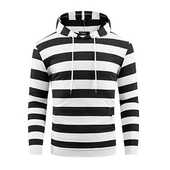 Striped Sweatshirt for Men's Long Sleeves Drawstring Pullover Hooded Sweatshirts Hoodie