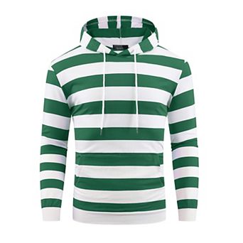Striped Sweatshirt for Men's Long Sleeves Drawstring Pullover Hooded Sweatshirts Hoodie