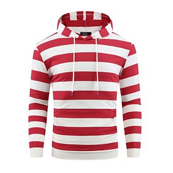 Striped Sweatshirt for Men's Long Sleeves Drawstring Pullover Hooded Sweatshirts Hoodie